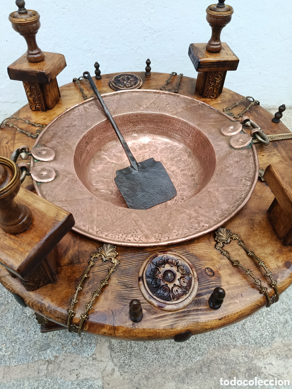 Antig&uuml;edades: Brasero,de madera,cobre y bronce - Foto 6