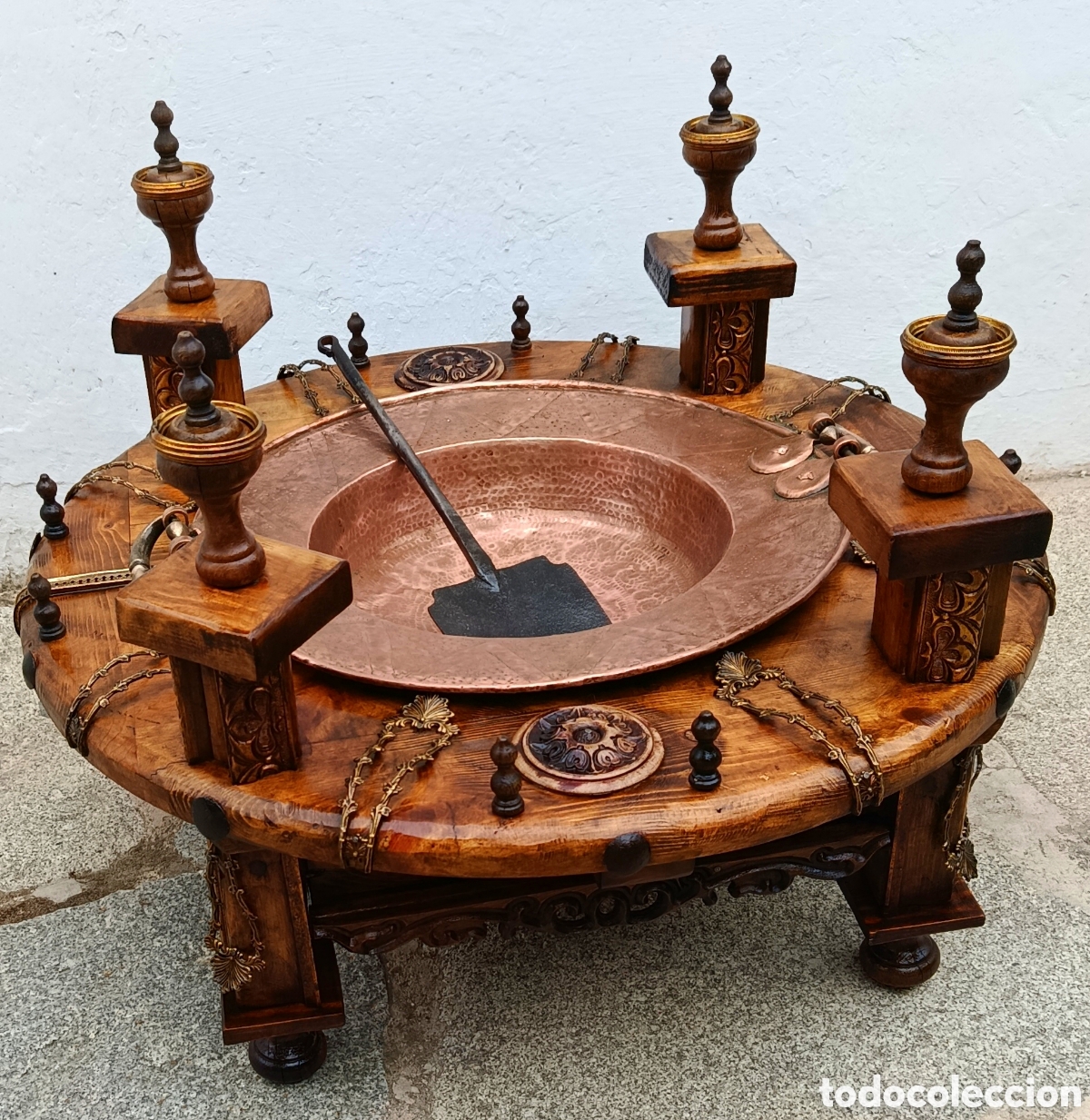 Antig&uuml;edades: Brasero,de madera,cobre y bronce - Foto 8