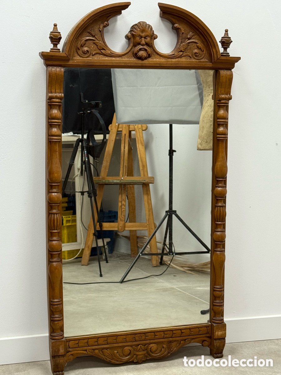 Antig&uuml;edades: Espejo madera tallada de gran formato. 122x67 cms. - Foto 3