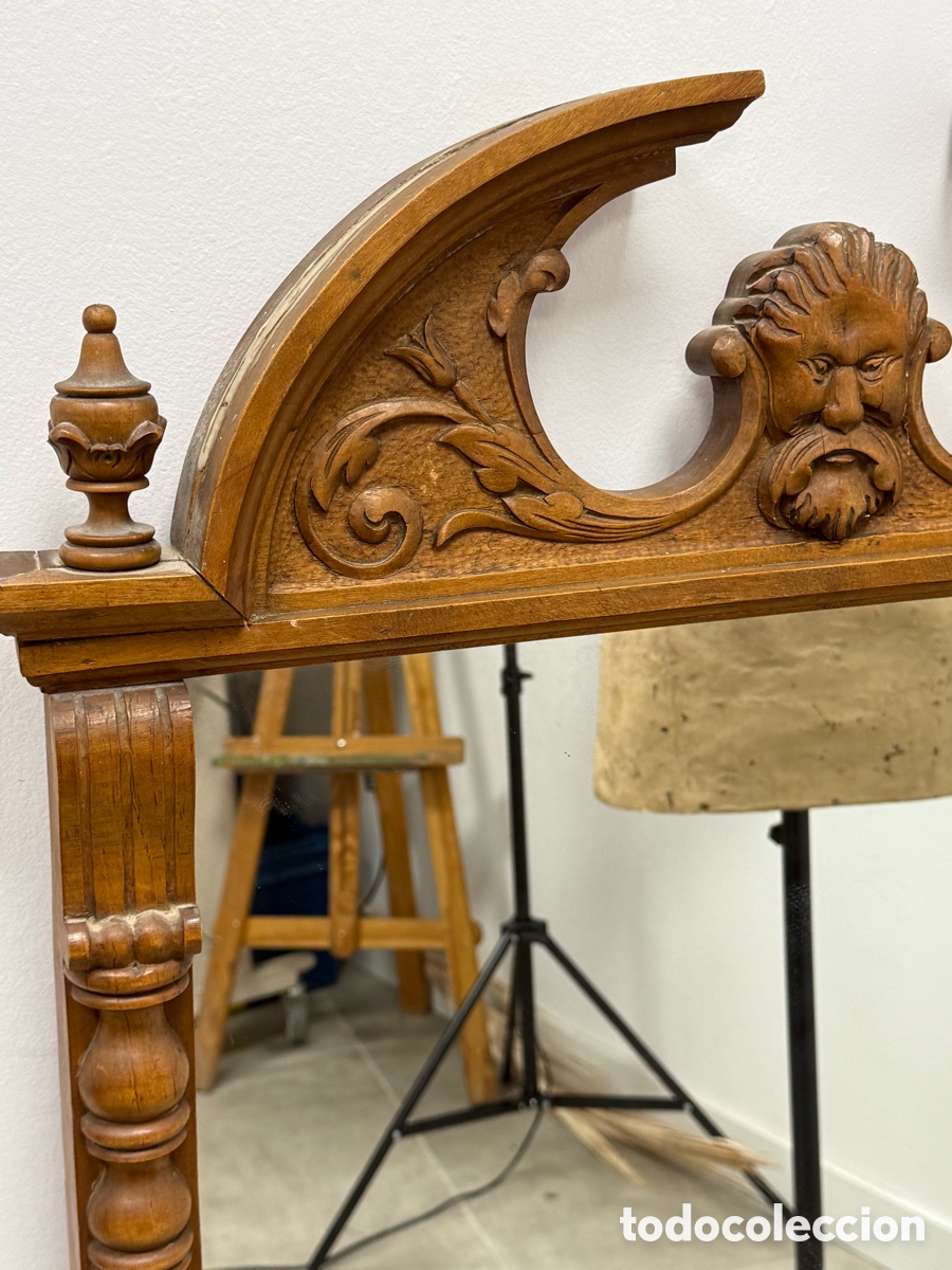 Antig&uuml;edades: Espejo madera tallada de gran formato. 122x67 cms. - Foto 4