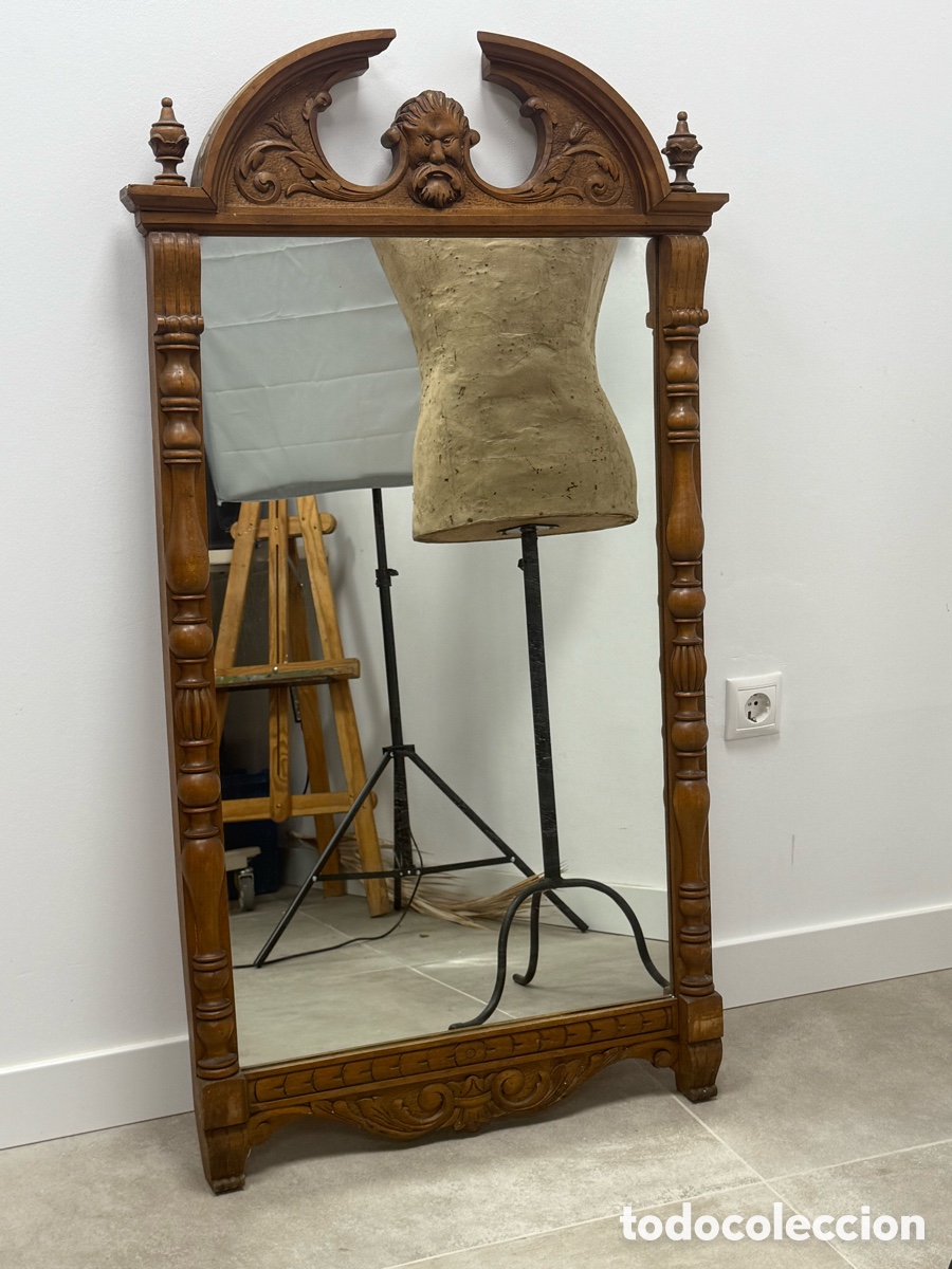 Antig&uuml;edades: Espejo madera tallada de gran formato. 122x67 cms. - Foto 1