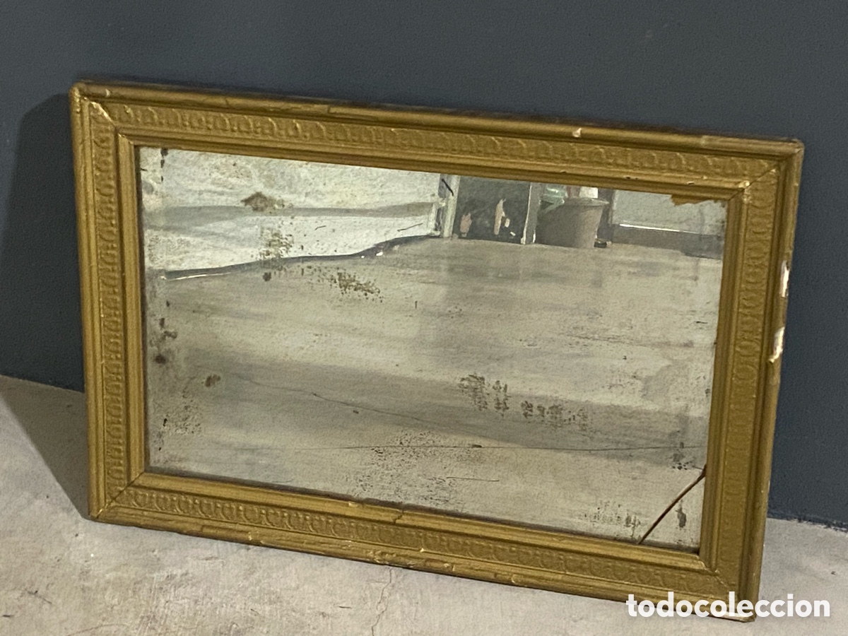 Antig&uuml;edades: ANTIGUO ESPEJO DE PARED MARCO PAN DE ORO - Foto 2