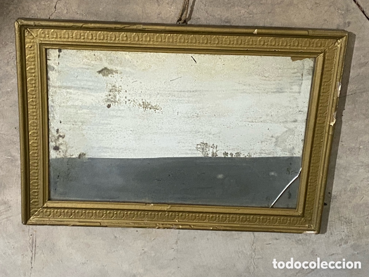 Antig&uuml;edades: ANTIGUO ESPEJO DE PARED MARCO PAN DE ORO - Foto 3