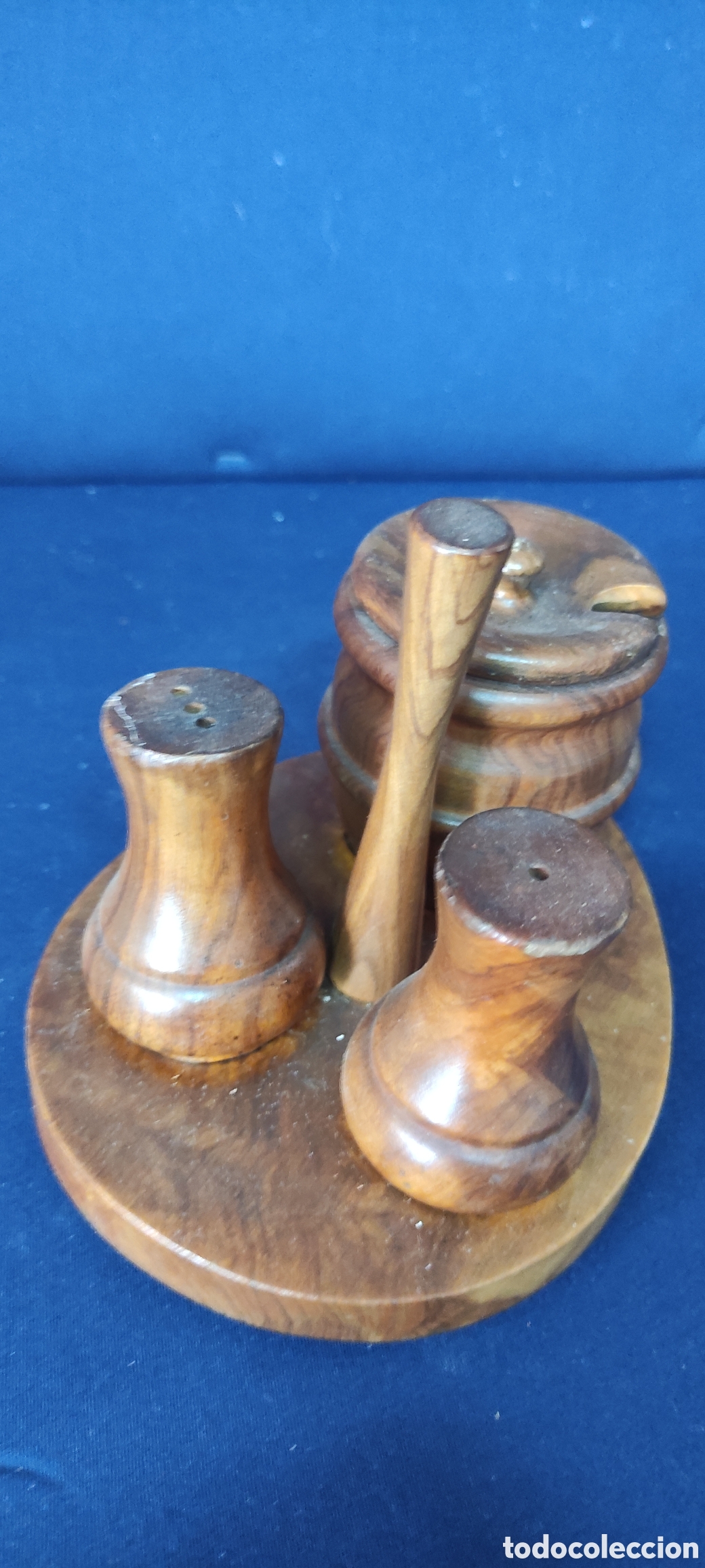 Antig&uuml;edades: Set condimentos de madera - Foto 1
