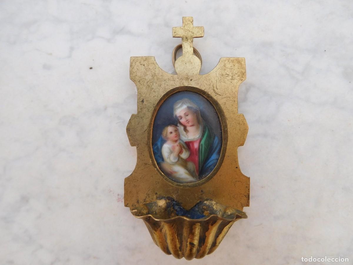 Antig&uuml;edades: Benditera antigua con esmalte - Foto 1