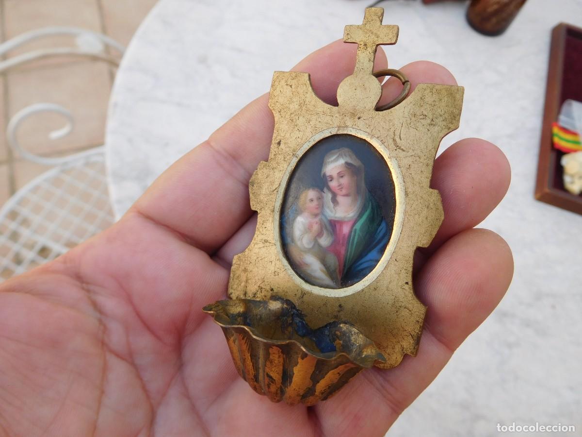 Antig&uuml;edades: Benditera antigua con esmalte - Foto 3