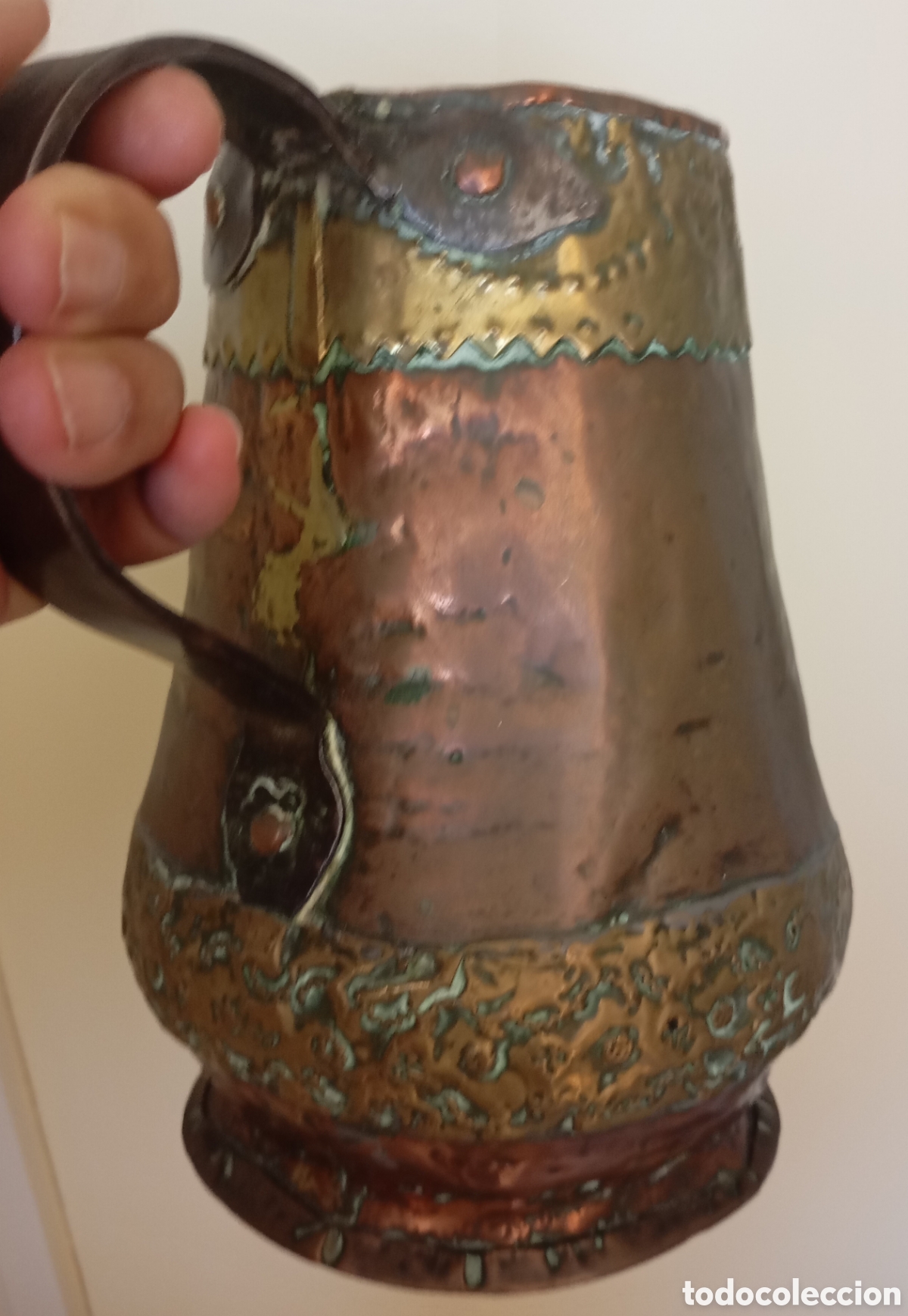 Antiques: Cobre metal preciosa antiguo jarra decorativa