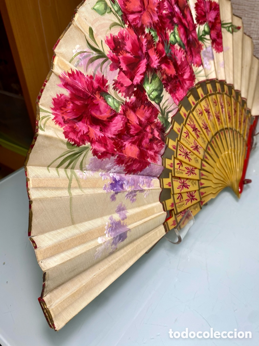 Antig&uuml;edades: Abanico vintage de celuloide pintado a mano - Foto 5