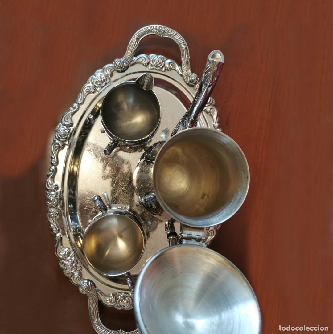 Antig&uuml;edades: JUEGO DE CAFE DE METAL PLATEADO - Foto 9