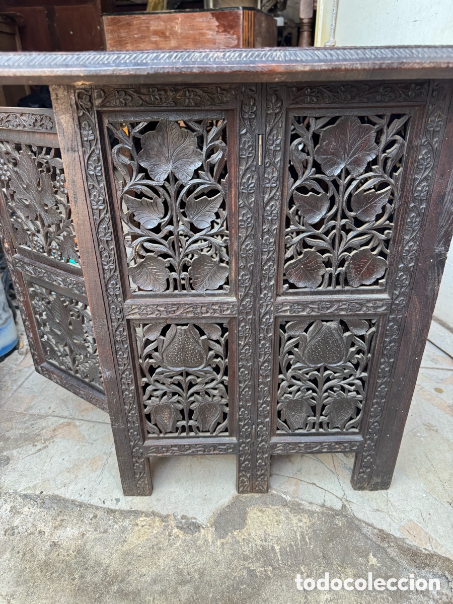 Antig&uuml;edades: Mesa de t&eacute; colonial plegable inglesa - Foto 8