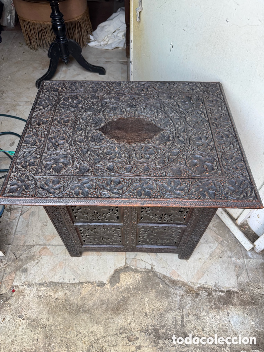 Antig&uuml;edades: Mesa de t&eacute; colonial plegable inglesa - Foto 1