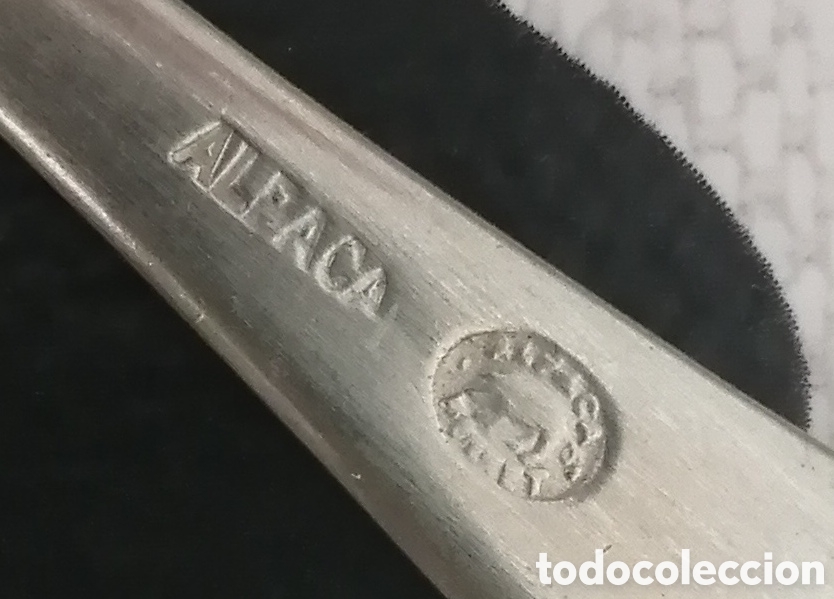 Antig&uuml;edades: 28 CUBIERTOS ALPACA, MANGO EN PUNTA O REDONDEADO - Foto 1