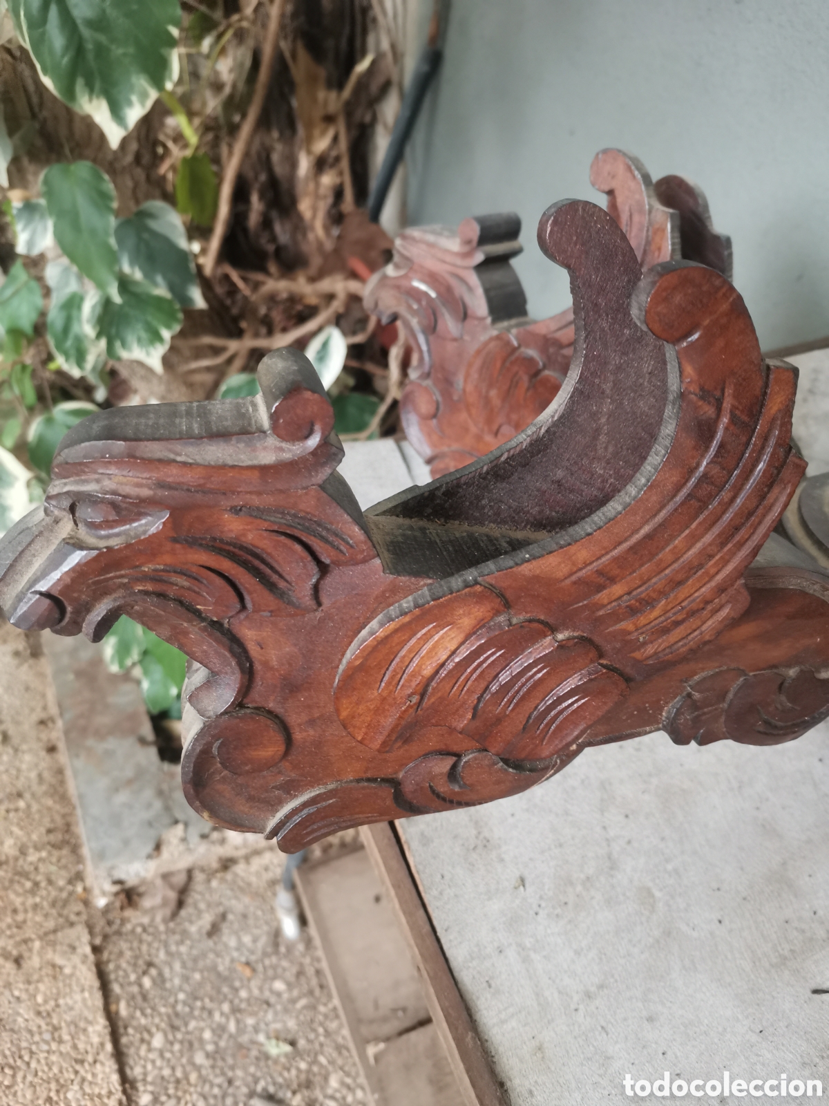 Antig&uuml;edades: L&aacute;mpara techo dragones de madera - Foto 2