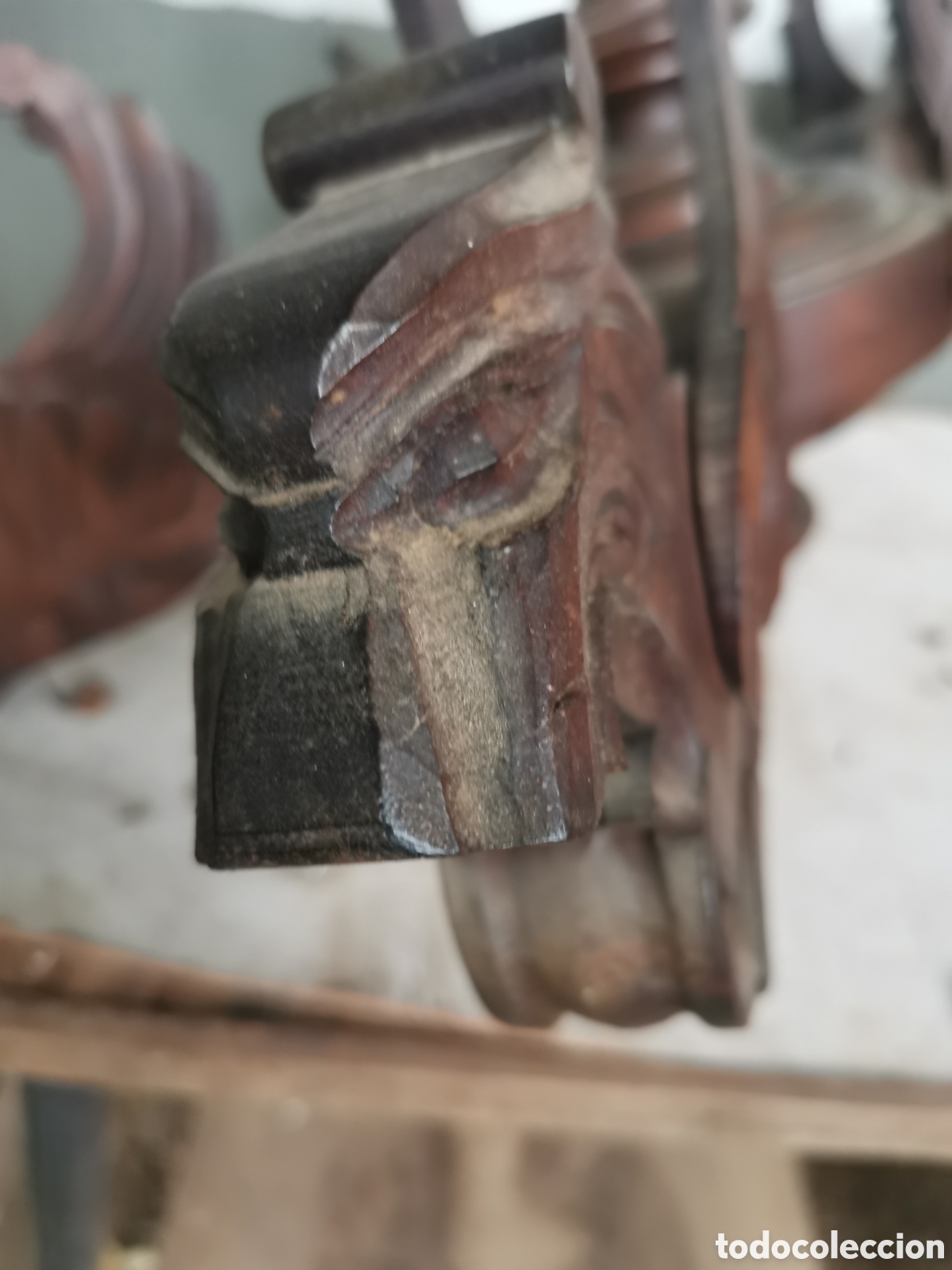 Antig&uuml;edades: L&aacute;mpara techo dragones de madera - Foto 3
