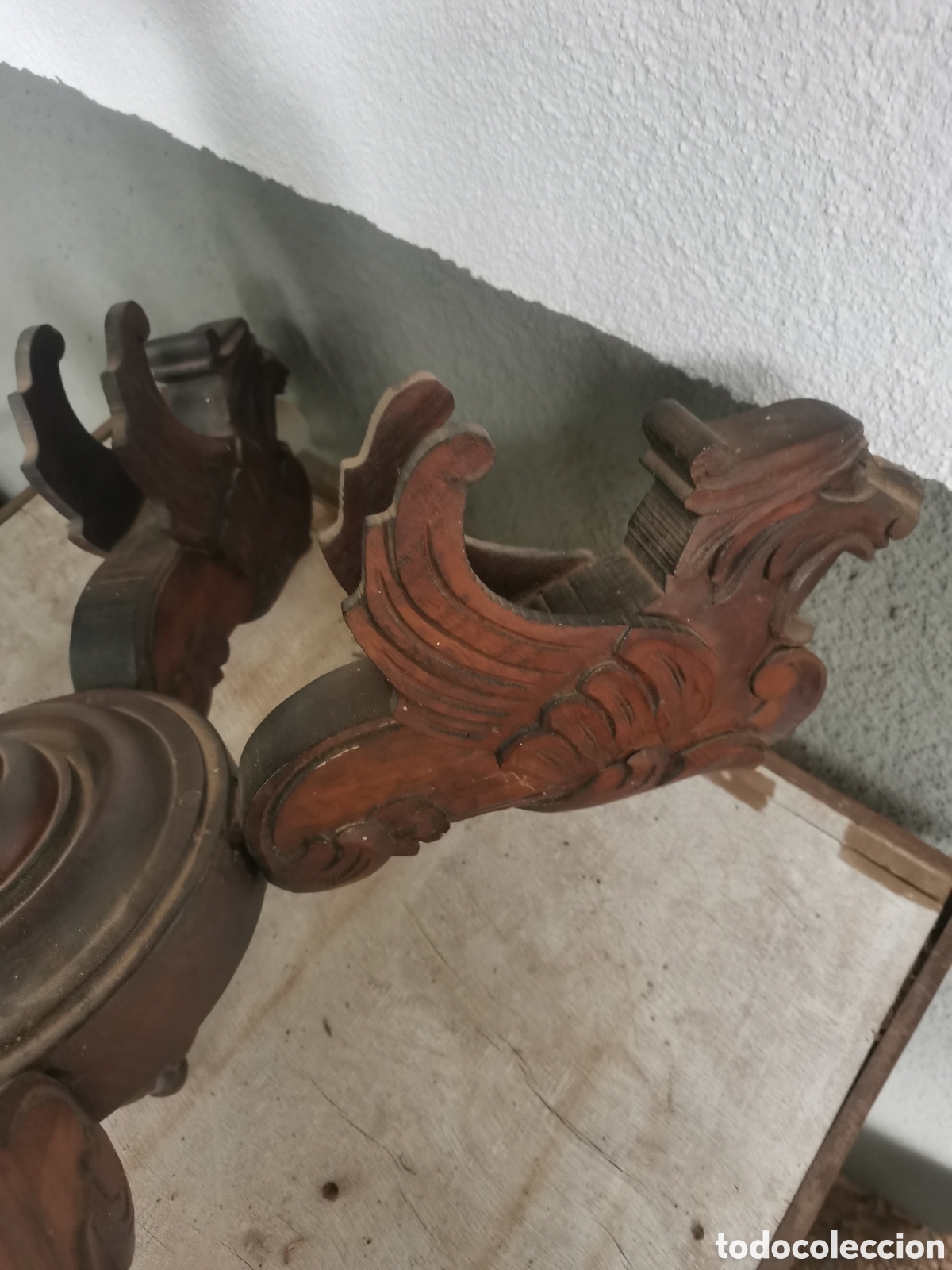 Antig&uuml;edades: L&aacute;mpara techo dragones de madera - Foto 5