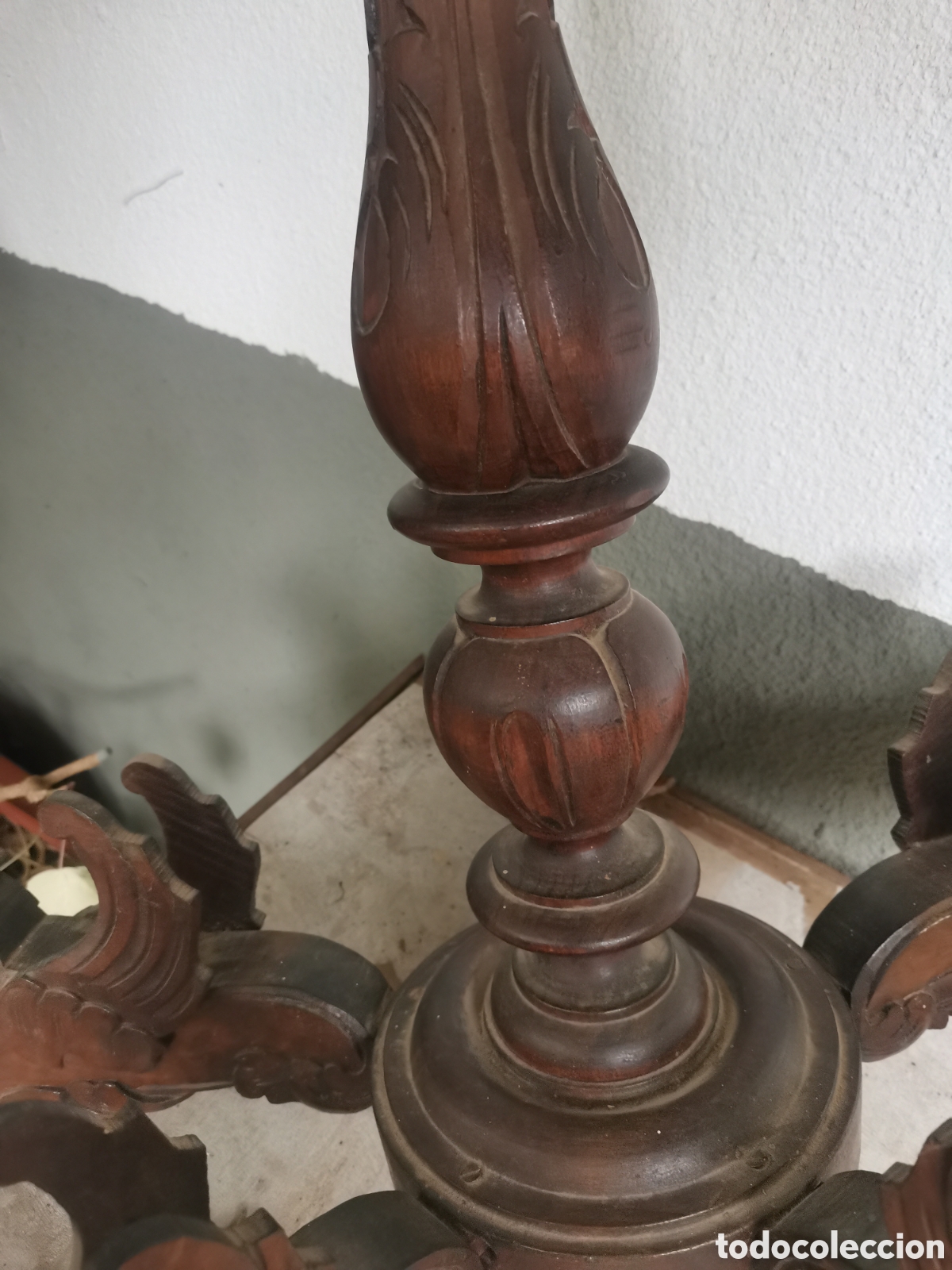 Antig&uuml;edades: L&aacute;mpara techo dragones de madera - Foto 7