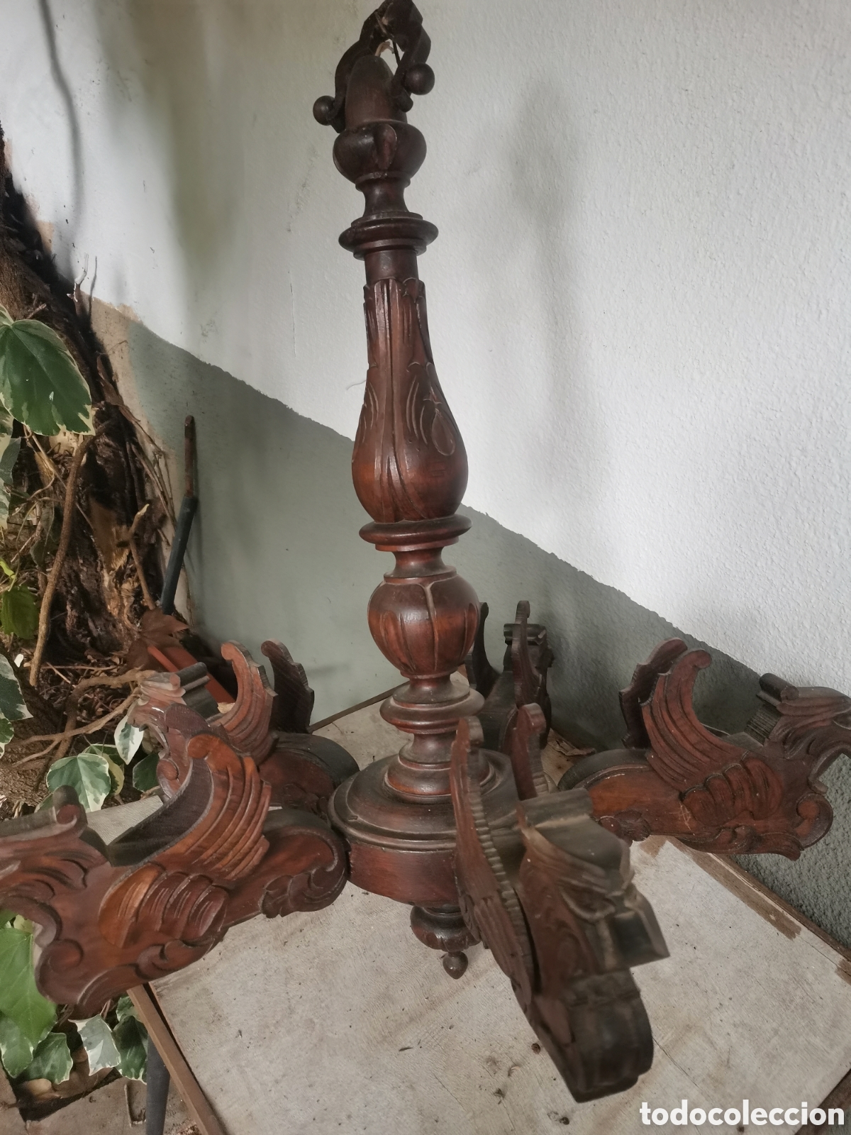 Antig&uuml;edades: L&aacute;mpara techo dragones de madera - Foto 1