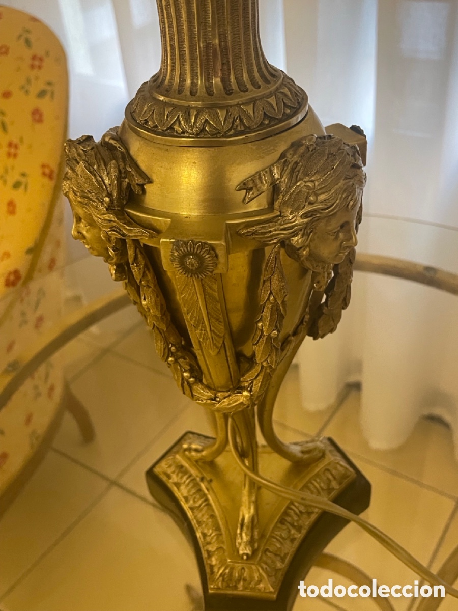 Antig&uuml;edades: PIE L&Aacute;MPARA DE SOBREMESA BRONCE IMPERIO - Foto 4