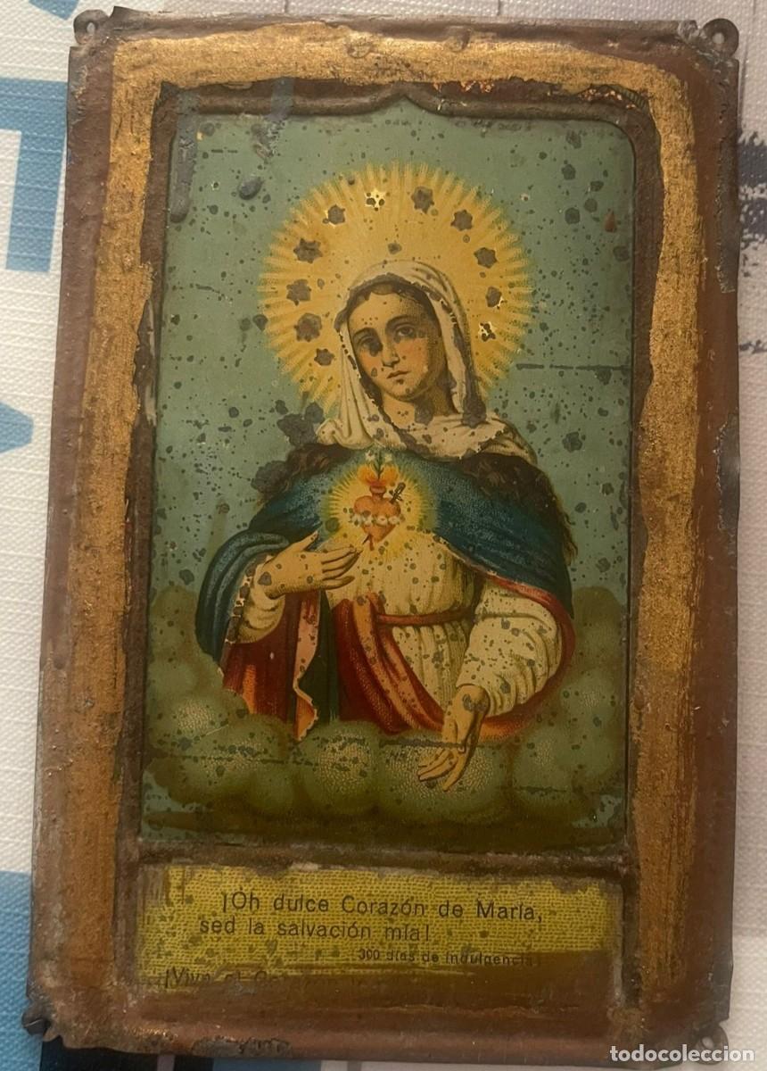 Antig&uuml;edades: PLACA PARA PUERTA ANTIGUA- CORAZON DE MARIA - Foto 1