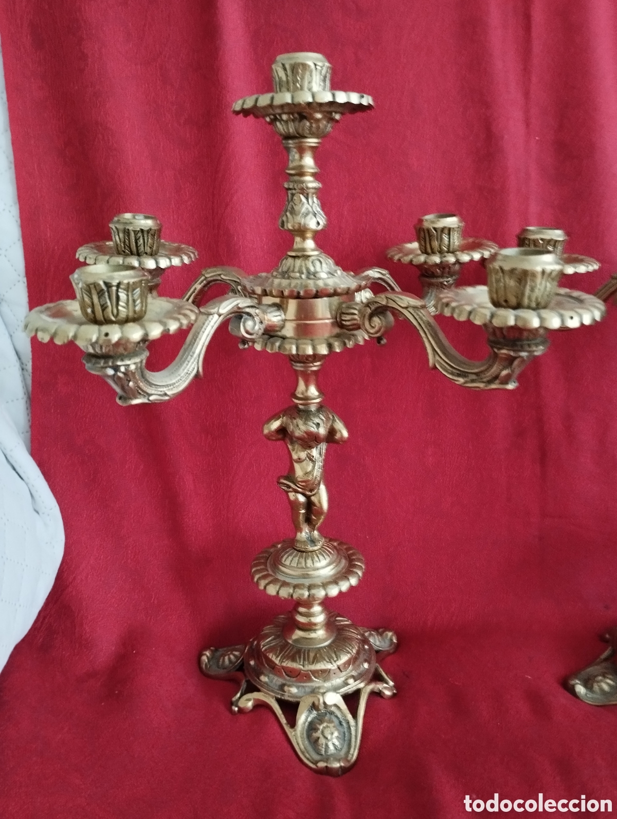 Antig&uuml;edades: Antiguos Candelabros Bronce. - Foto 7