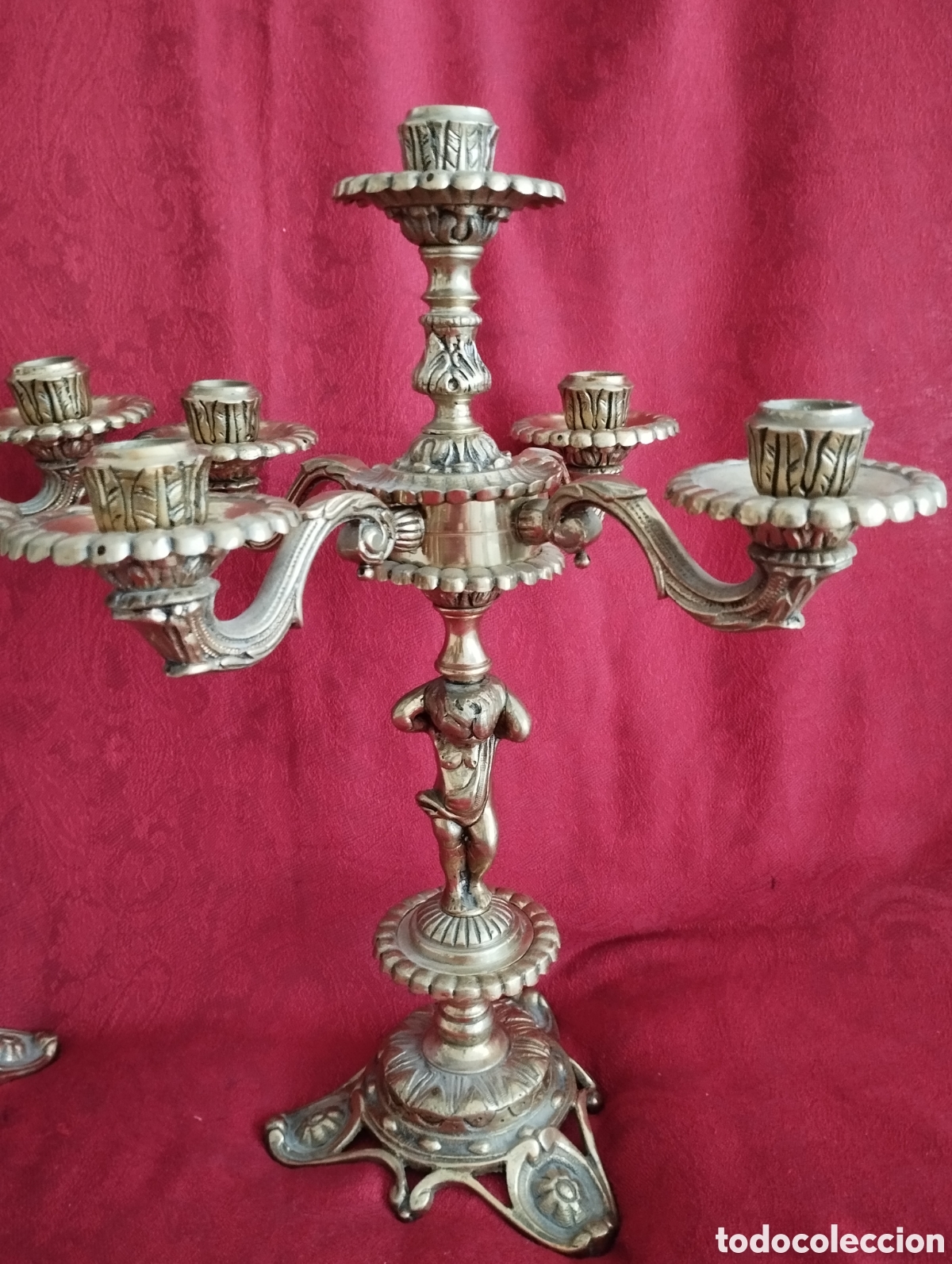 Antig&uuml;edades: Antiguos Candelabros Bronce. - Foto 8