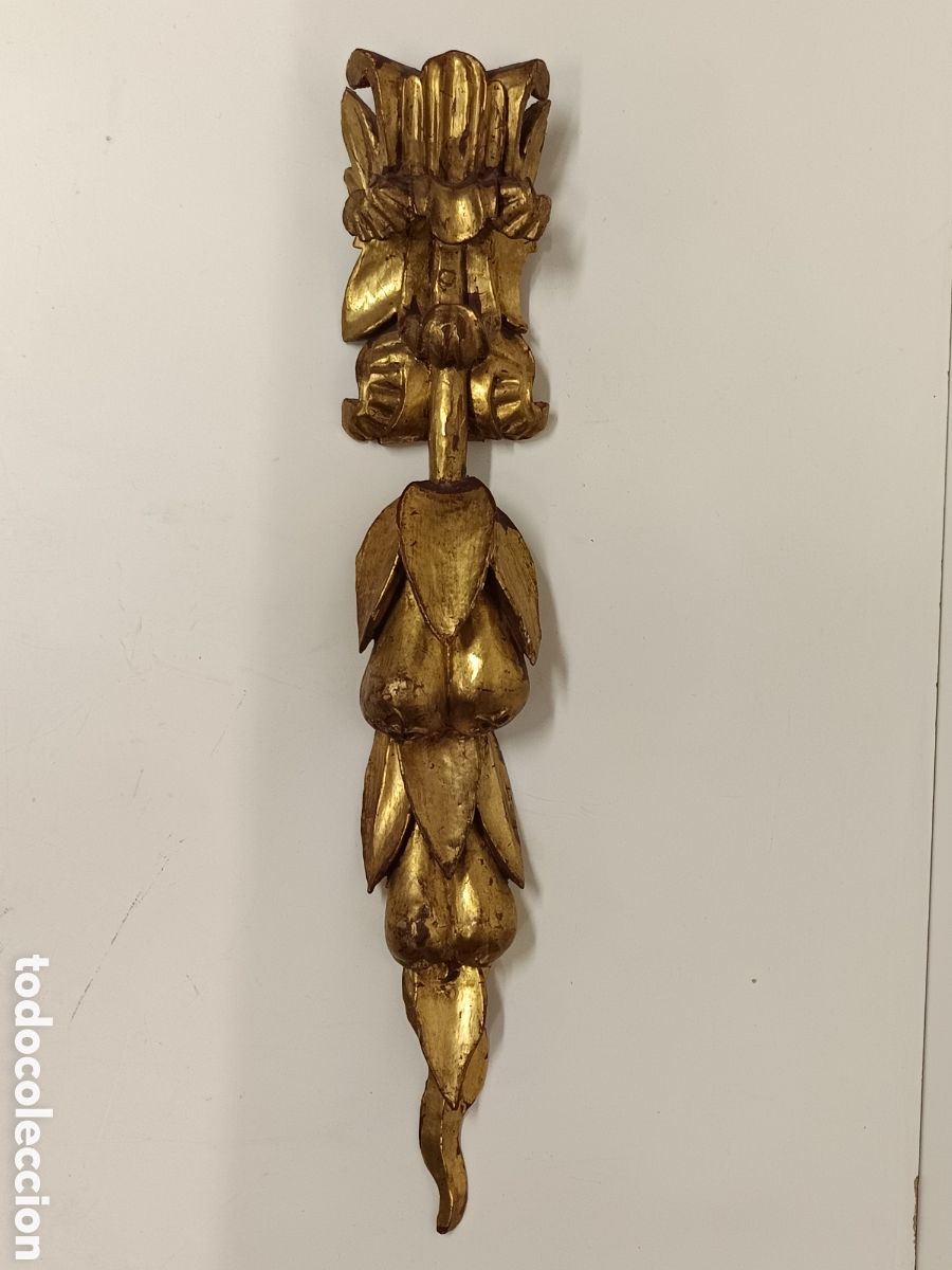 Antig&uuml;edades: Guirnalda tallada en madera 70cm - Foto 1