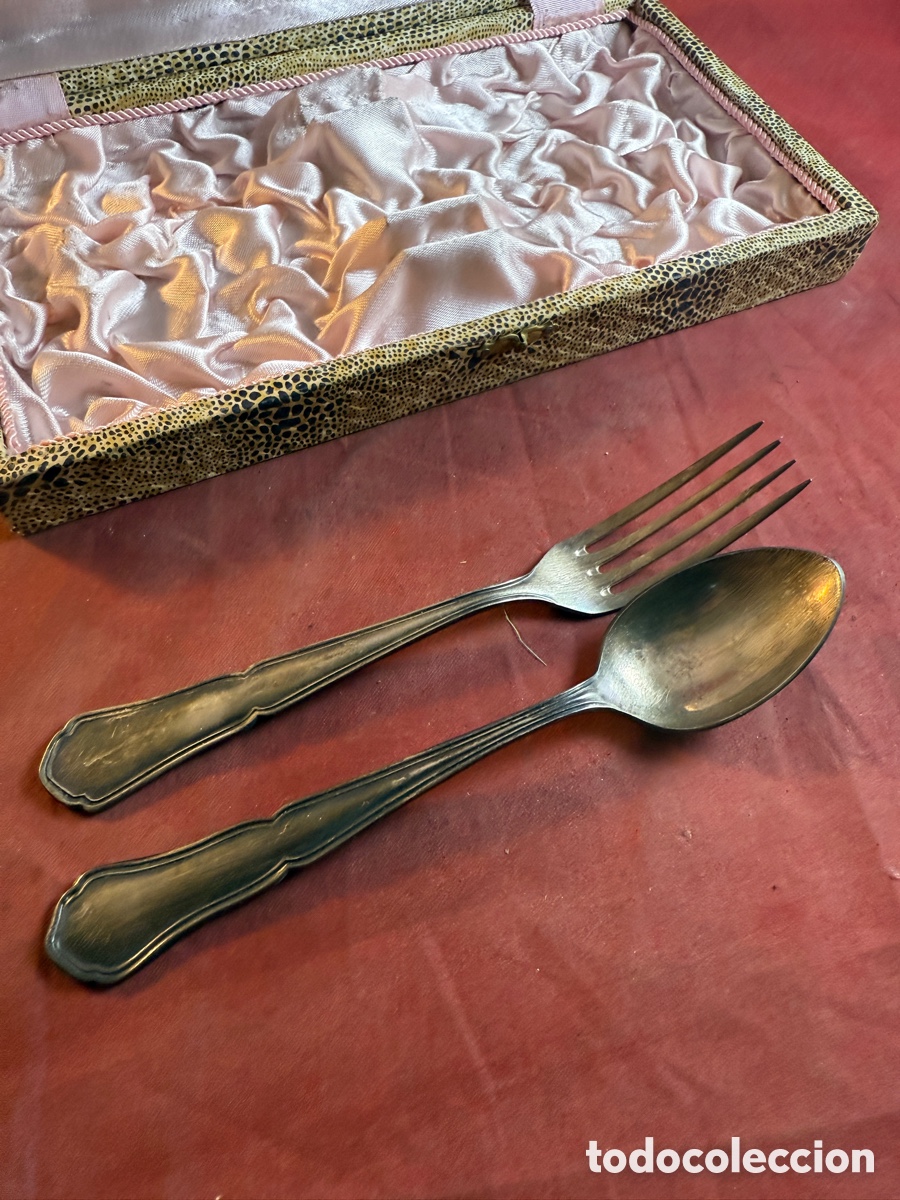 Antig&uuml;edades: Estuche cubiertos Alpaca - Foto 2