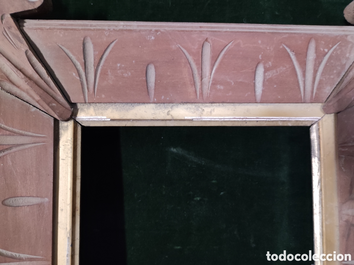 Antig&uuml;edades: Marco tallado y fileteado siglo XIX - Foto 7