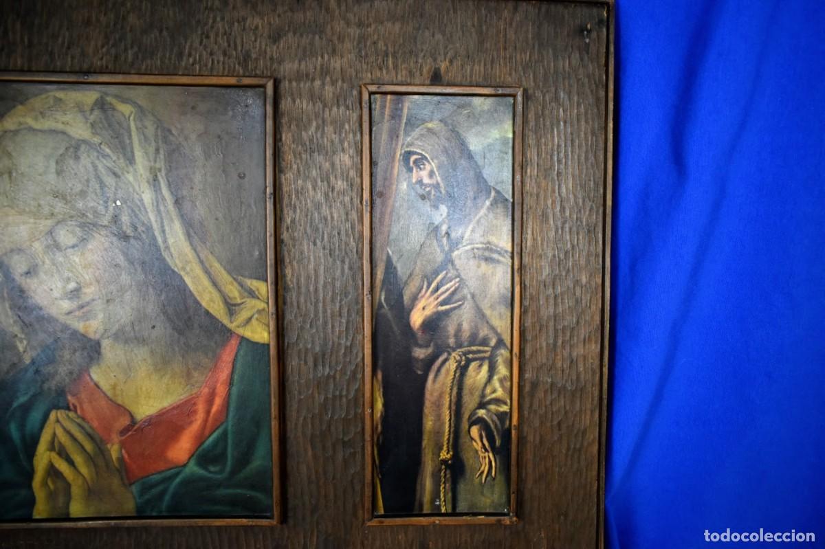 Antig&uuml;edades: Antiguo cuadro Tr&iacute;ptico de la Virgen Mar&iacute;a - Foto 4