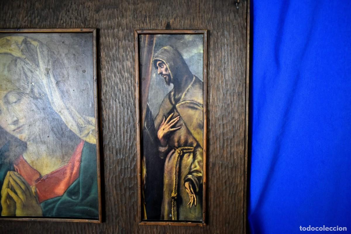 Antig&uuml;edades: Antiguo cuadro Tr&iacute;ptico de la Virgen Mar&iacute;a - Foto 5