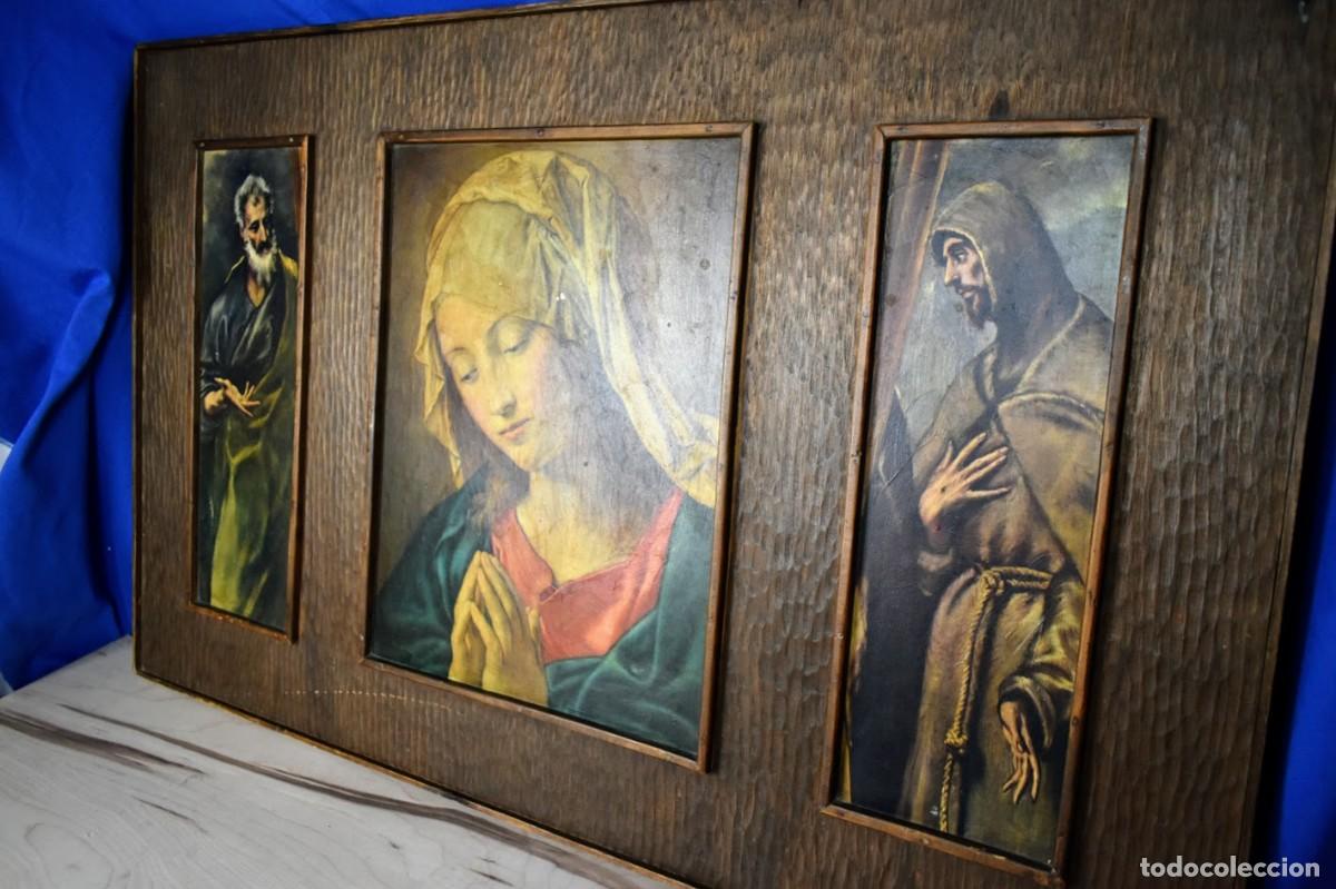 Antig&uuml;edades: Antiguo cuadro Tr&iacute;ptico de la Virgen Mar&iacute;a - Foto 8