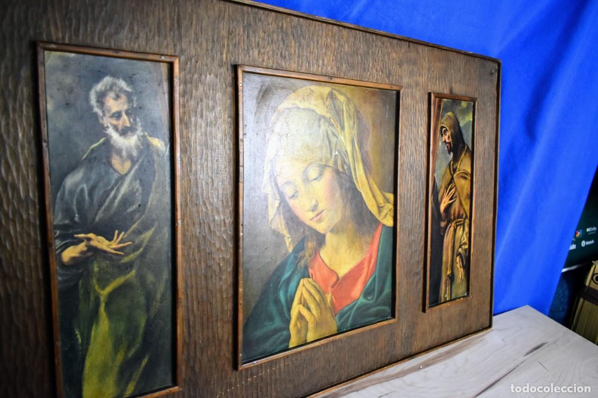 Antig&uuml;edades: Antiguo cuadro Tr&iacute;ptico de la Virgen Mar&iacute;a - Foto 9