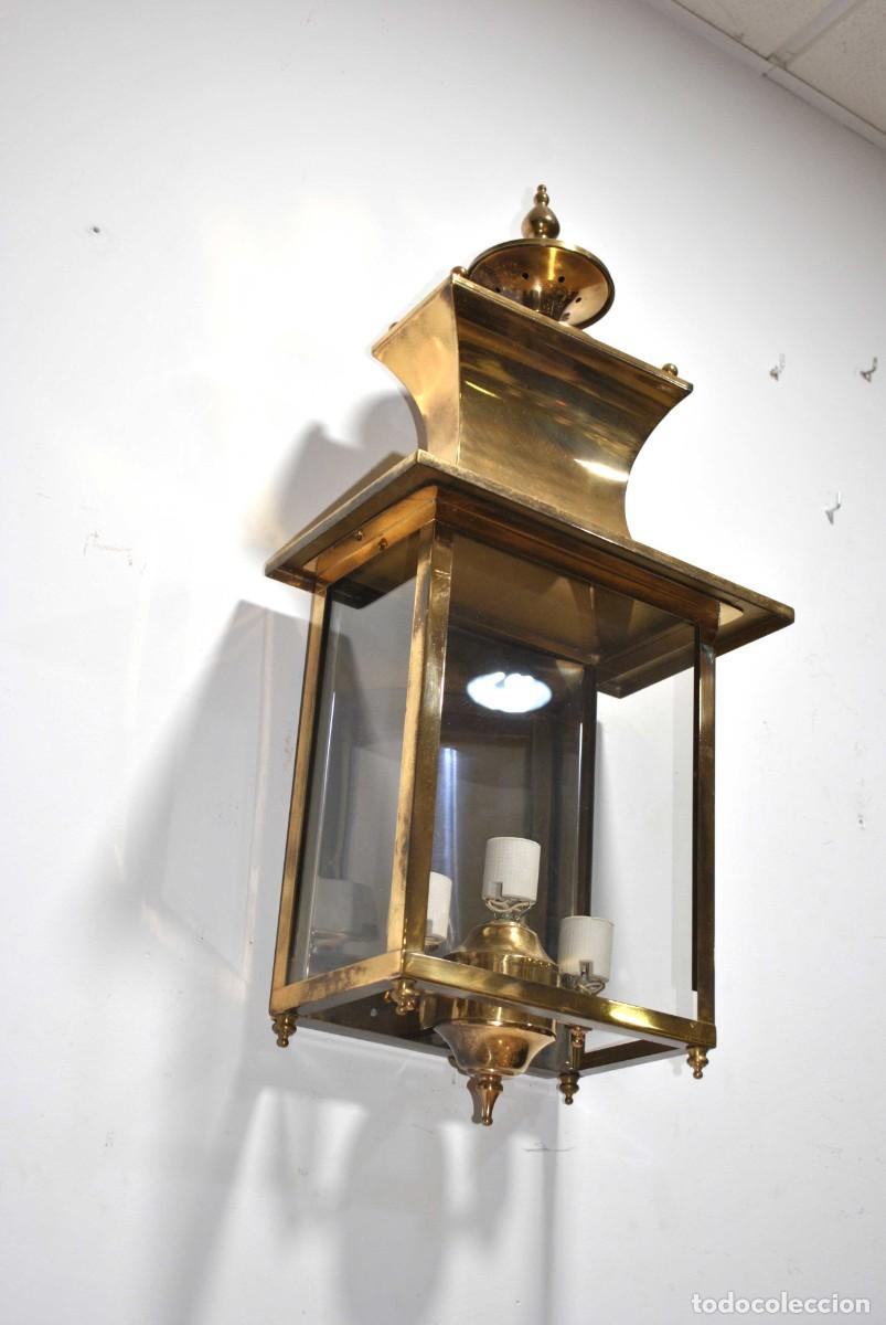 Antig&uuml;edades: FAROL DE PARED LAT&Oacute;N PULIDO - Foto 2