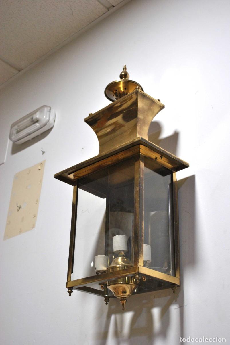 Antig&uuml;edades: FAROL DE PARED LAT&Oacute;N PULIDO - Foto 3