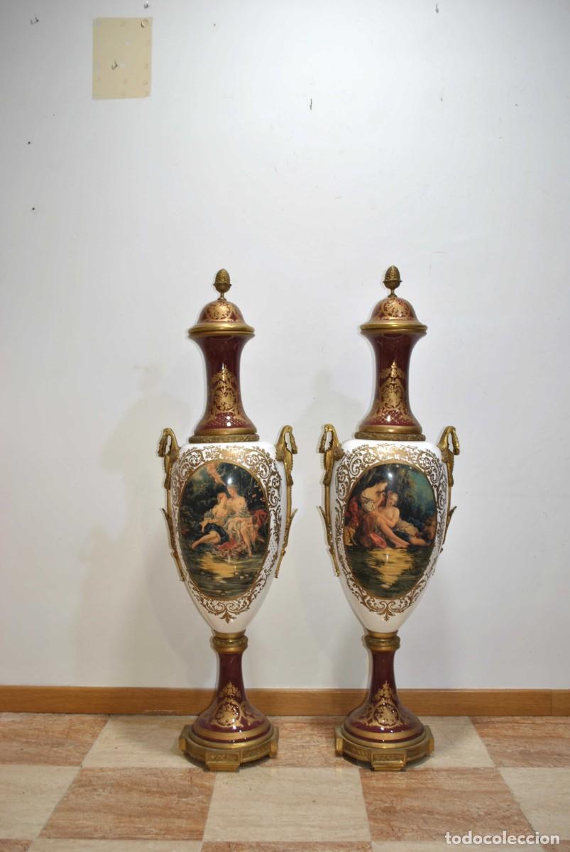 Antig&uuml;edades: JARRONES DE PORCELANA ESTILO SEVRES 145 CM - Foto 1