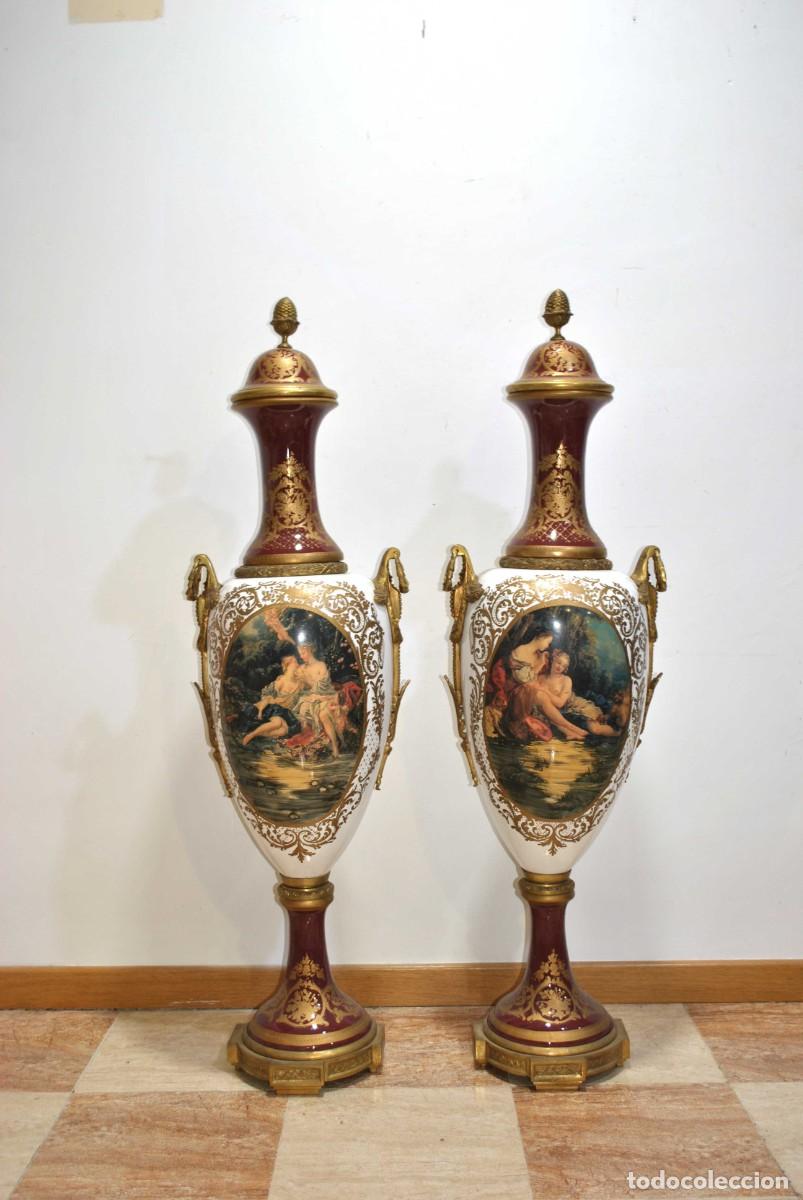 Antig&uuml;edades: JARRONES DE PORCELANA ESTILO SEVRES 145 CM - Foto 2