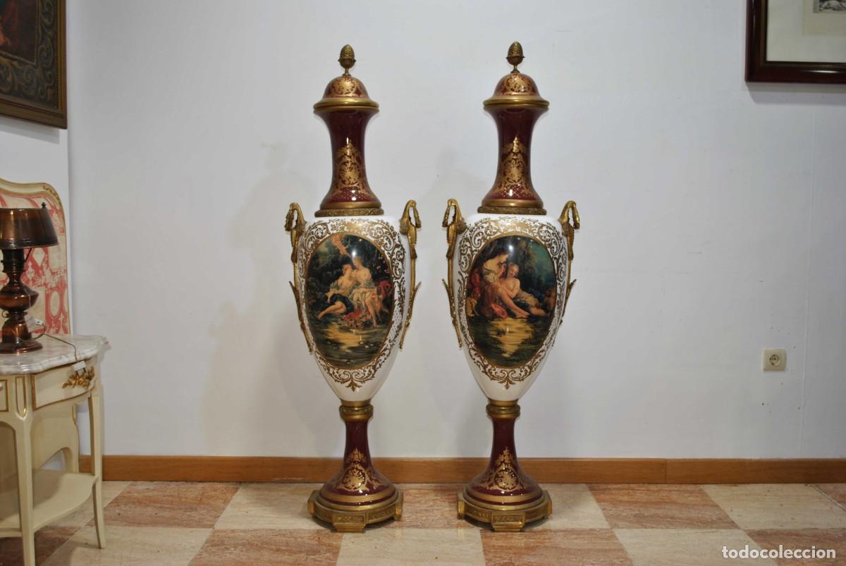 Antig&uuml;edades: JARRONES DE PORCELANA ESTILO SEVRES 145 CM - Foto 3