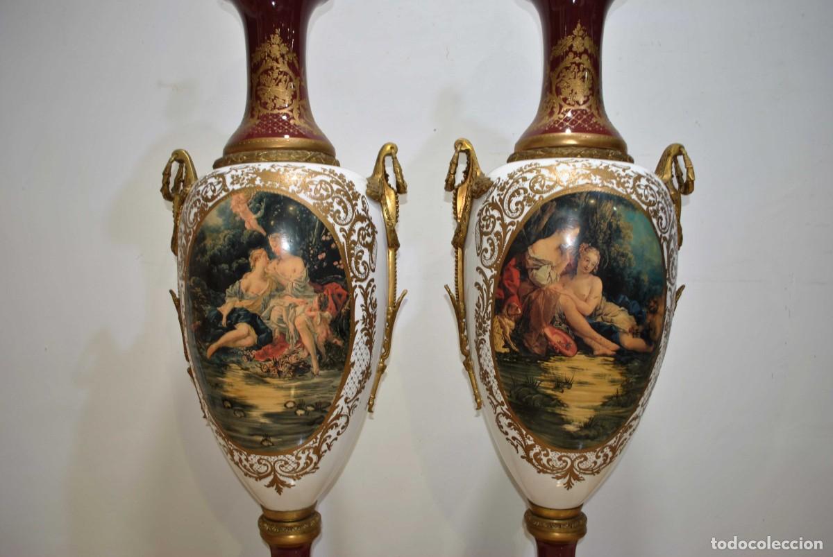 Antig&uuml;edades: JARRONES DE PORCELANA ESTILO SEVRES 145 CM - Foto 6