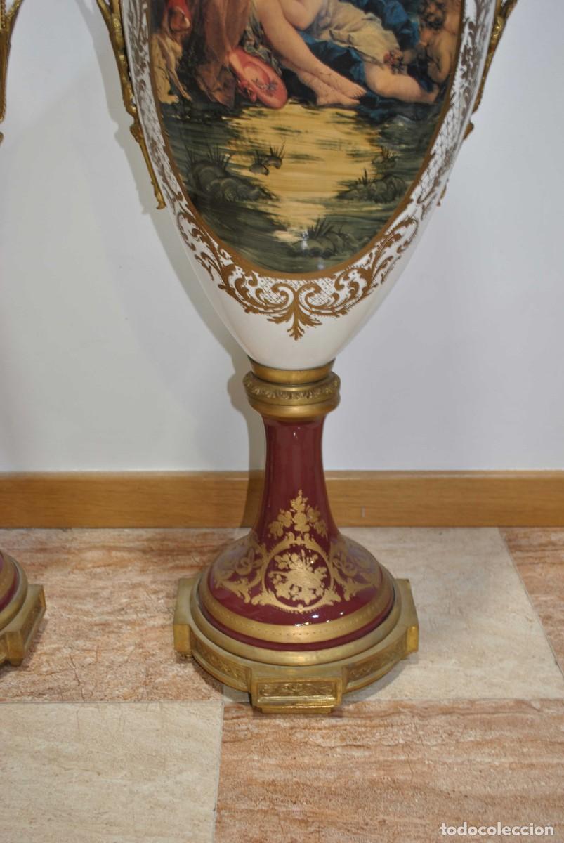 Antig&uuml;edades: JARRONES DE PORCELANA ESTILO SEVRES 145 CM - Foto 9