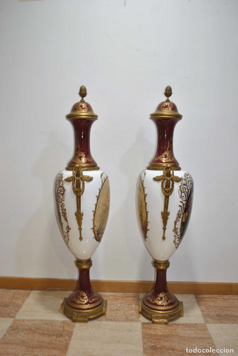 Antig&uuml;edades: JARRONES DE PORCELANA ESTILO SEVRES 145 CM - Foto 11