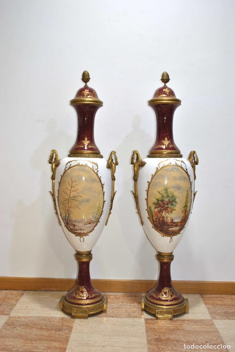 Antig&uuml;edades: JARRONES DE PORCELANA ESTILO SEVRES 145 CM - Foto 14