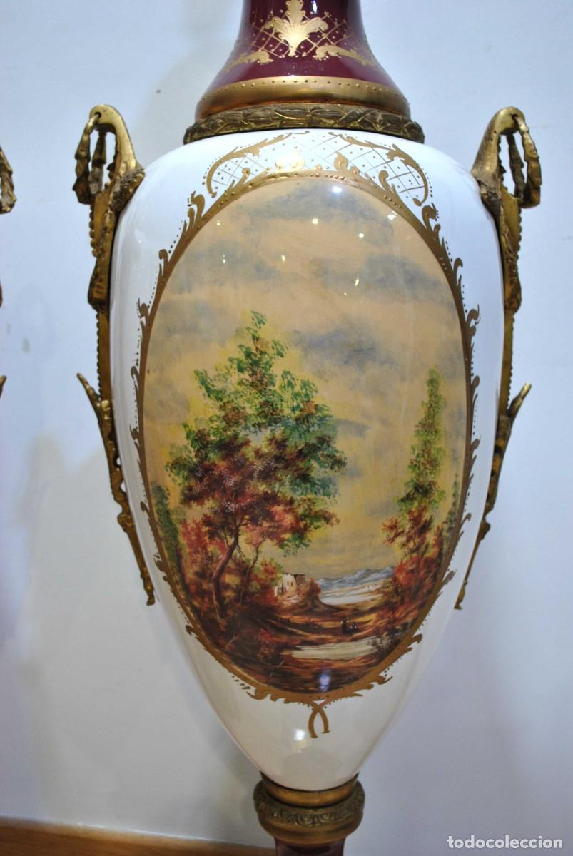 Antig&uuml;edades: JARRONES DE PORCELANA ESTILO SEVRES 145 CM - Foto 15