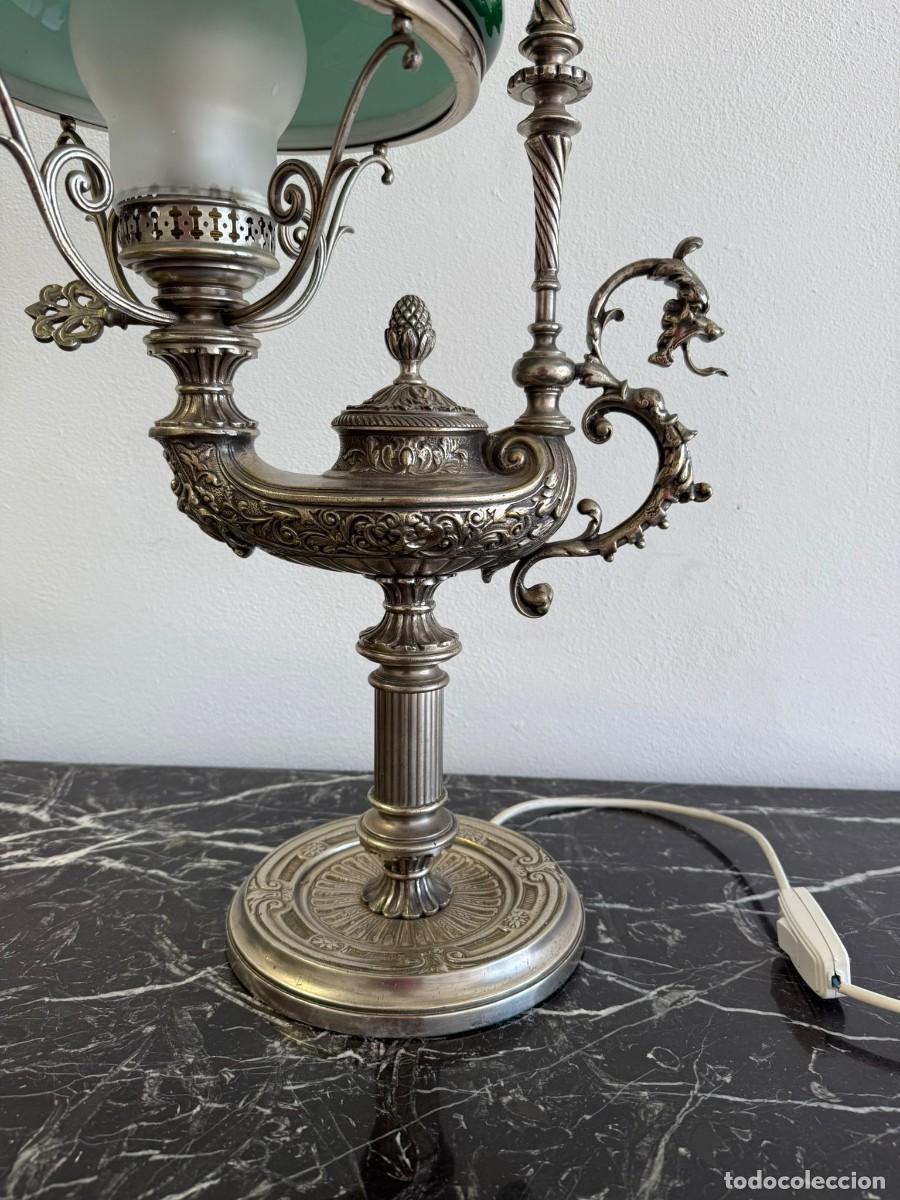 Antig&uuml;edades: Elegante l&aacute;mpara con tulipa y quinqu&eacute; - Foto 2