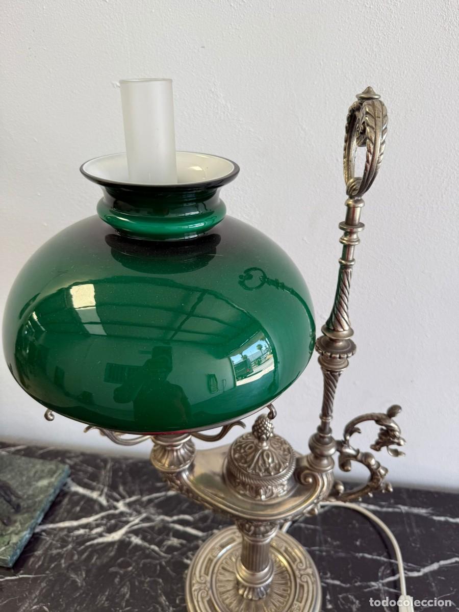 Antig&uuml;edades: Elegante l&aacute;mpara con tulipa y quinqu&eacute; - Foto 3