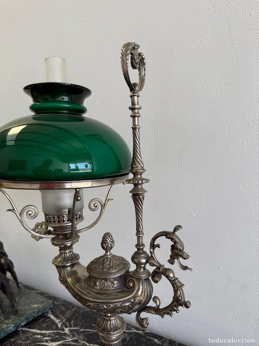 Antig&uuml;edades: Elegante l&aacute;mpara con tulipa y quinqu&eacute; - Foto 4