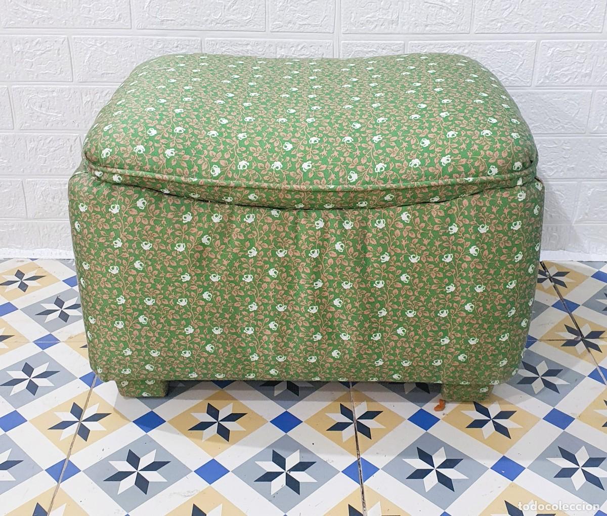 Antig&uuml;edades: Puf , reposapi&eacute;s tejido verde - Foto 1
