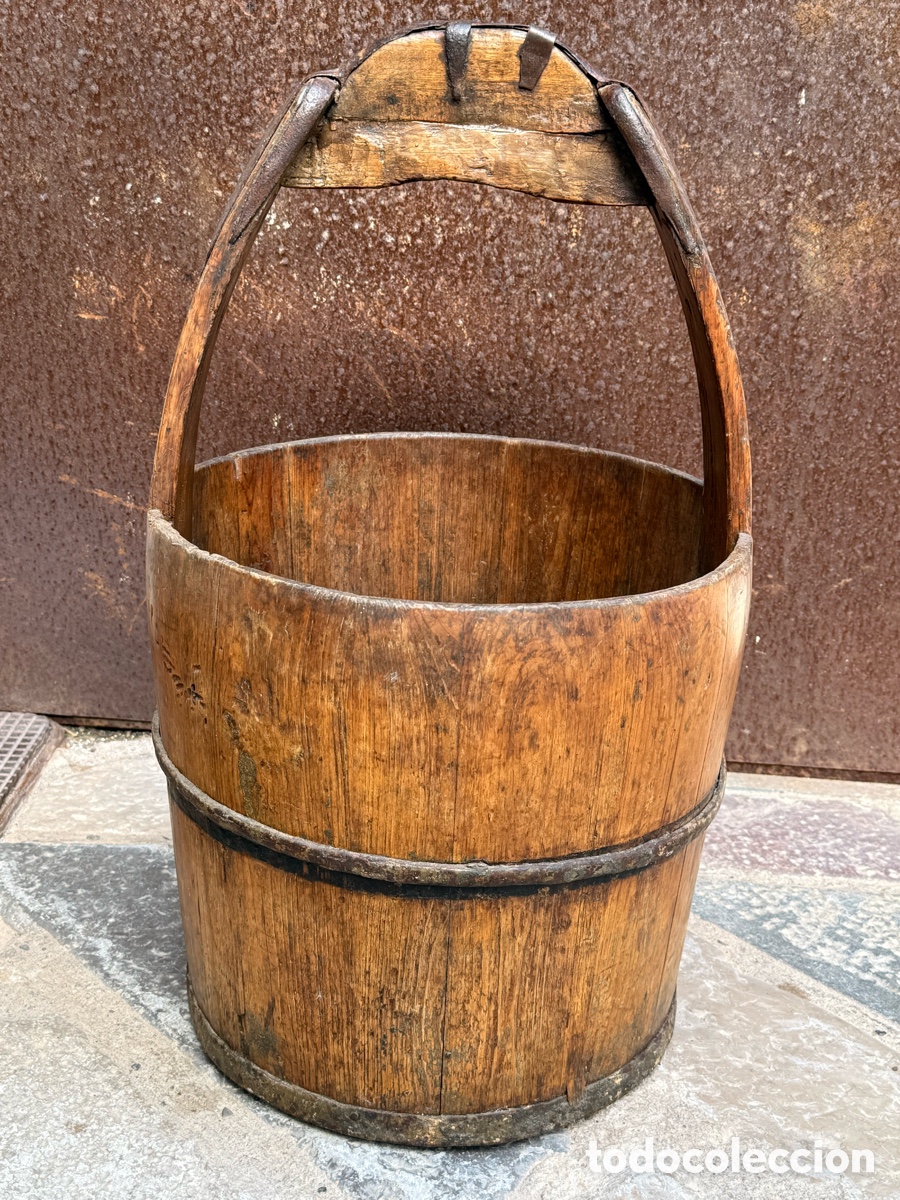 Antig&uuml;edades: Cubo pozo de agua antiguo ingl&eacute;s del 1800 - Foto 4