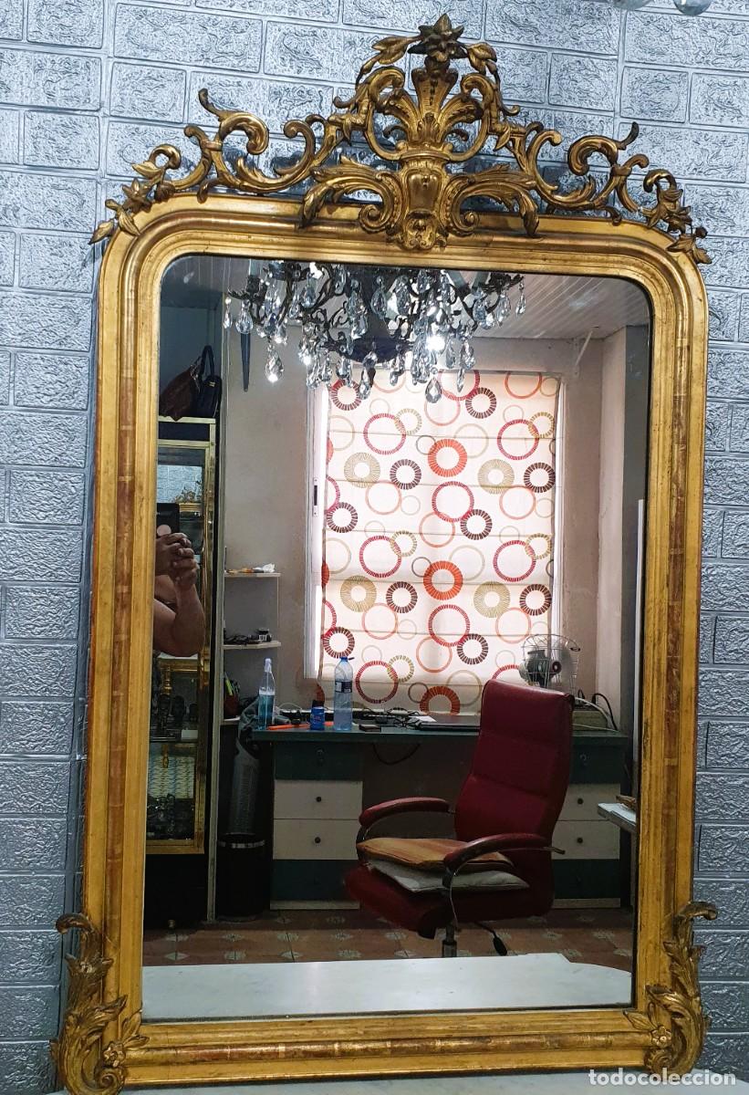 Antig&uuml;edades: Antiguo espejo madera y pan de oro S.XIX - Foto 1