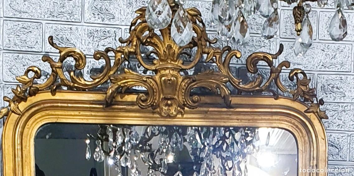 Antig&uuml;edades: Antiguo espejo madera y pan de oro S.XIX - Foto 2