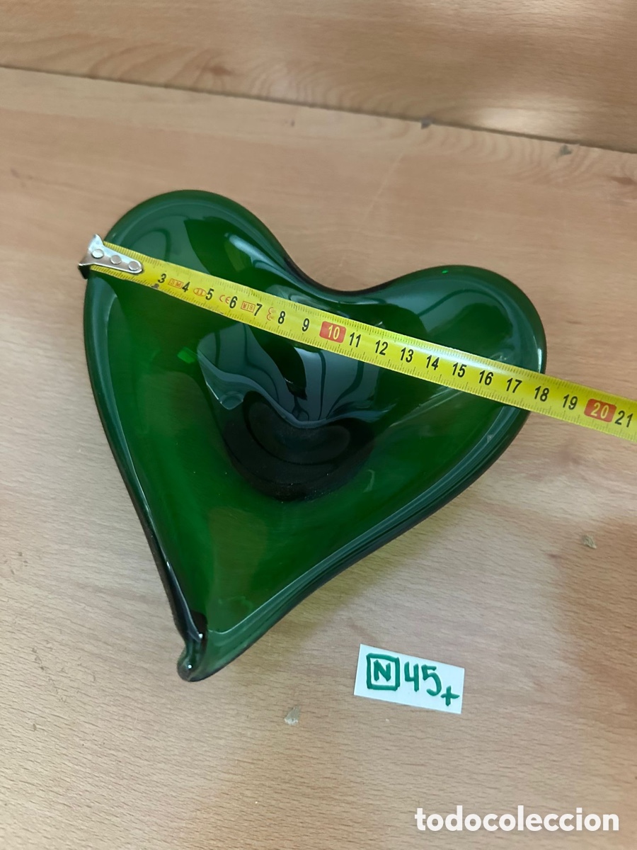 Antig&uuml;edades: Centro De Mesa, coraz&oacute;n verde murano - Foto 3